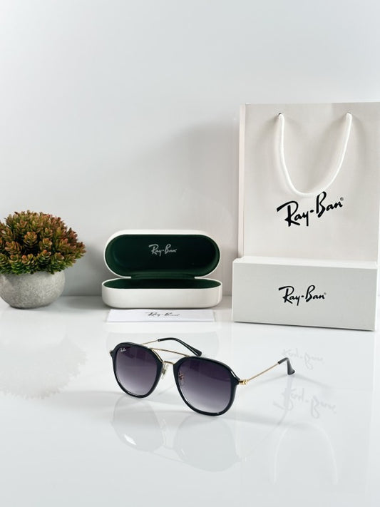 Raybann Hexagonal Gold Black Sunglasses