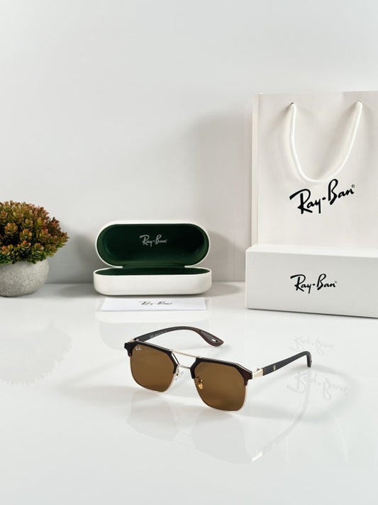 Raybann Wayfarer Gold Mate Brown Sunglasses