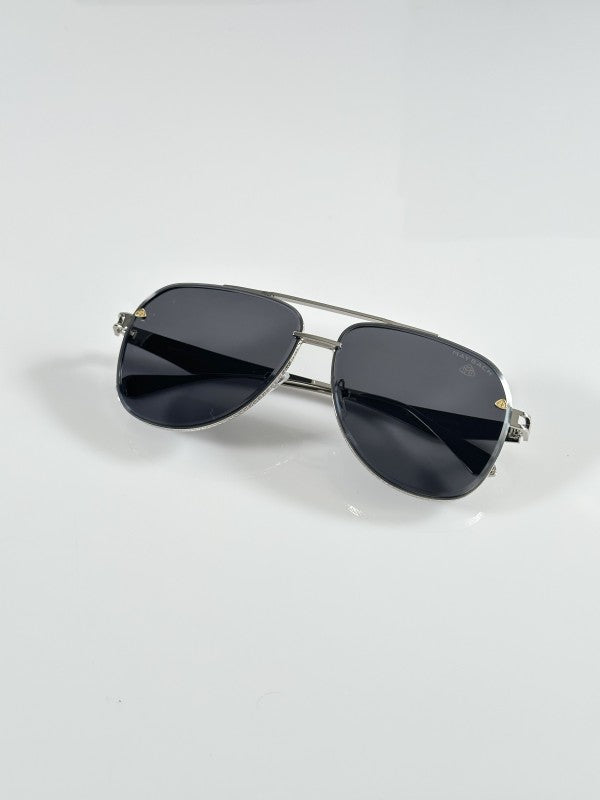 Maybacch Unisex Silver and Black Sunglasses
