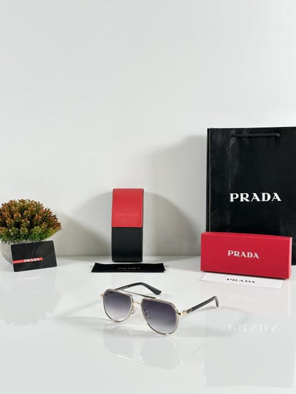 Pradaa Gold And BLack Classic Primium Shaded Sunglasses