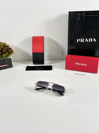 Pradaa Gold And BLack Classic Primium Shaded Sunglasses