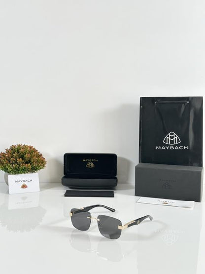 Luxury Maybachh Rimless Sunglasses – Gold & Black Edition | The Artist Style | Full Set