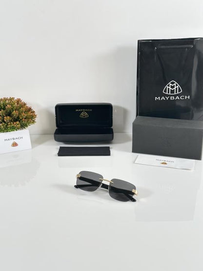 Luxury Maybachh Rimless Sunglasses – Gold & Black Edition | The Artist Style | Full Set