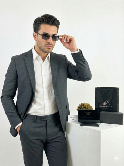 The Ultimate Boss Look: Maybachh Style Rimless Sunglasses – Premium Full Set