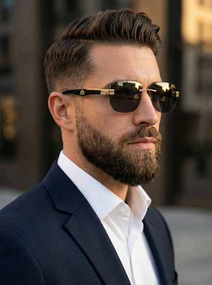 Luxury Maybachh Rimless Sunglasses – Gold & Black Edition | The Artist Style | Full Set