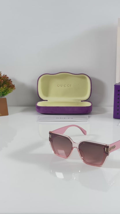 Guccii Luxury Pink Square Sunglasses